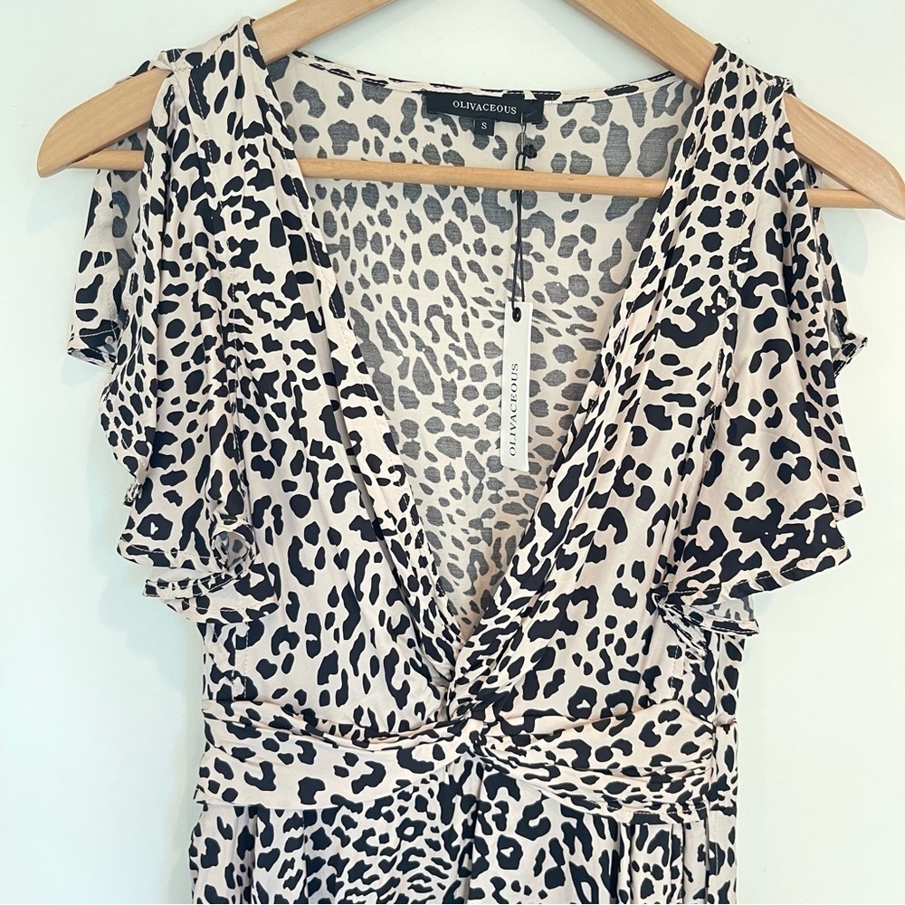 New Olivaceous Leopard Print Ruff Dress - Women's Size Small - Picture 3 of 13